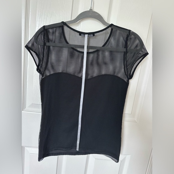 Bebe Black Sheer Cap Sleeve Blouse - Picture 5 of 5